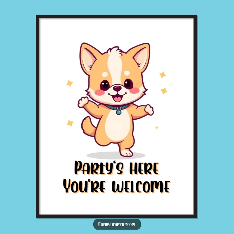 Funny Dancing Dog Cub Digital Art: Groovy Moves & Music - Instant Funny Gift