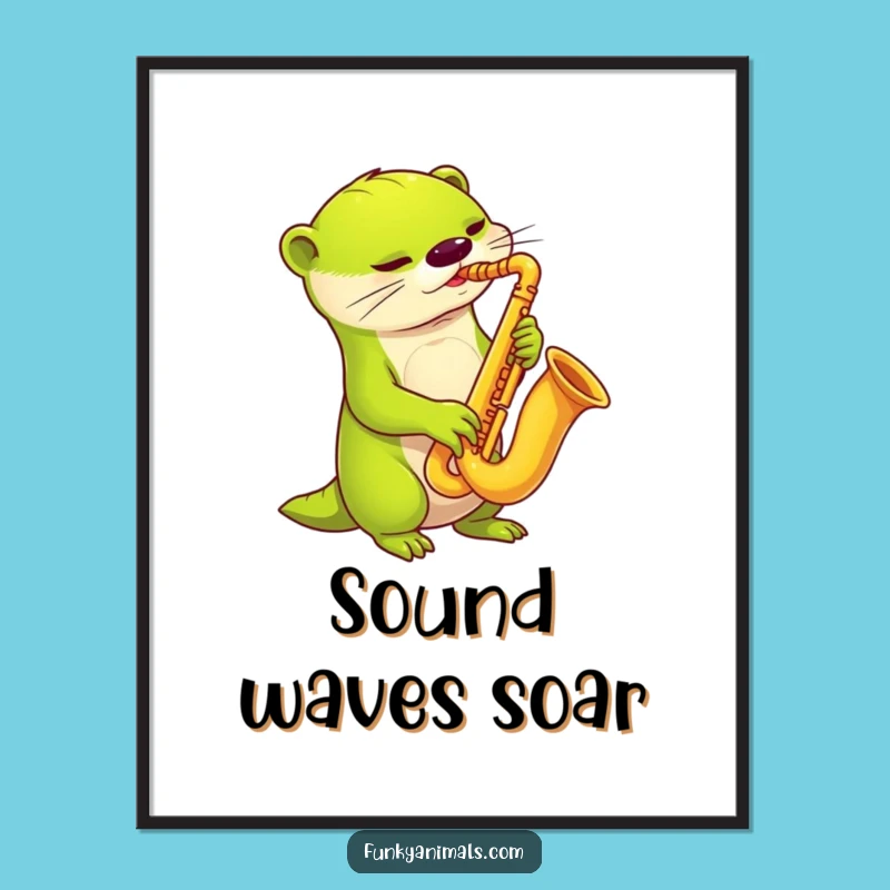 Funny Alien Otter Sax Digital Art: Instantly Add Extraterrestrial Jazz to Your Walls!