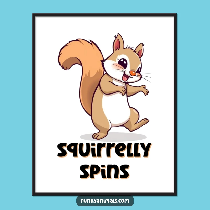 Funny Breakdancing Squirrel Digital Art: Groovy Squirrel Printable for Walls!