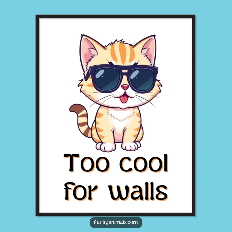 Funny Cool Cat Cub Digital Art: Sunglasses & Funk - Instant Funny Gift