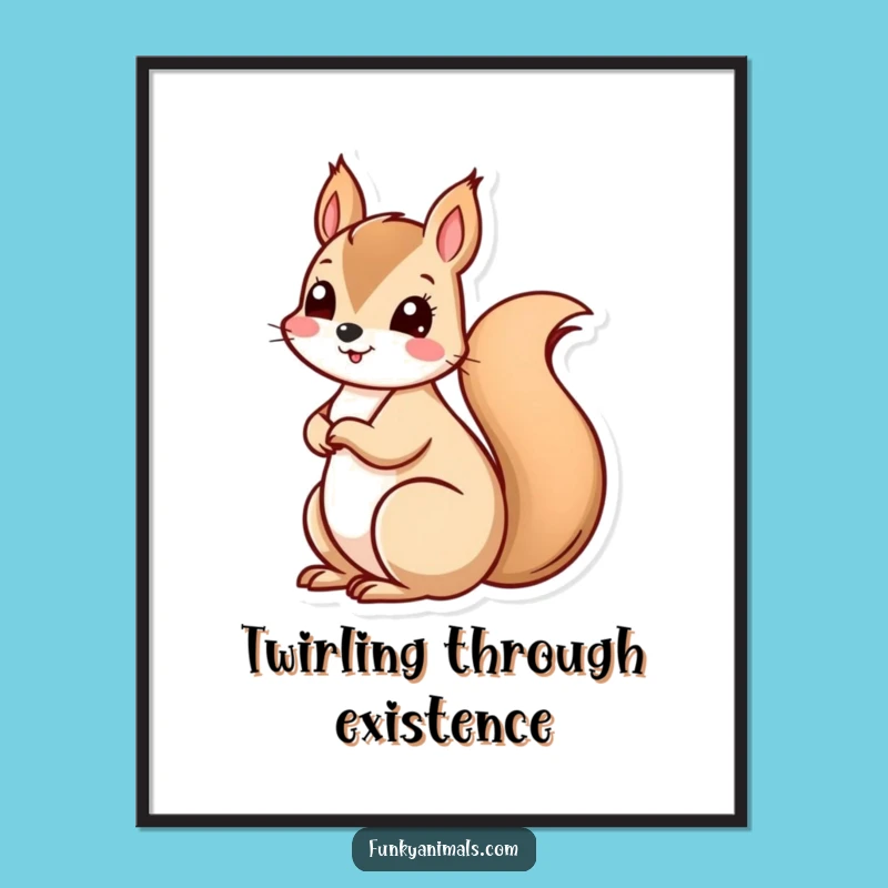 Funny Squirrel Spiral Tail Digital Art - Hilarious Gift for Lively Spaces