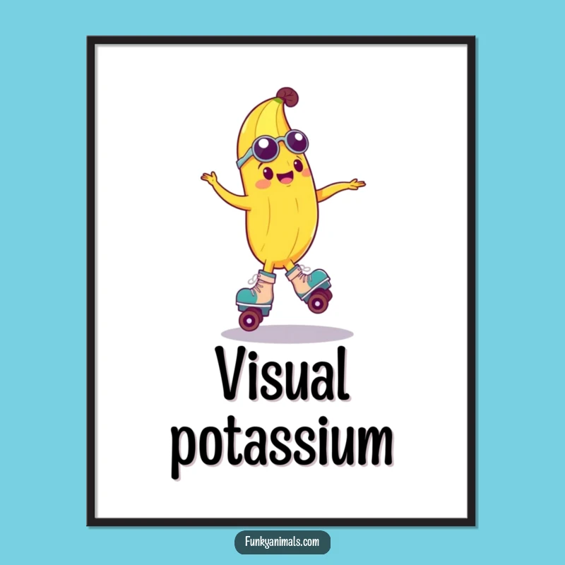 Funny Groovy Banana Roller Skate Digital Art - Instant Hilarious Wall Decor