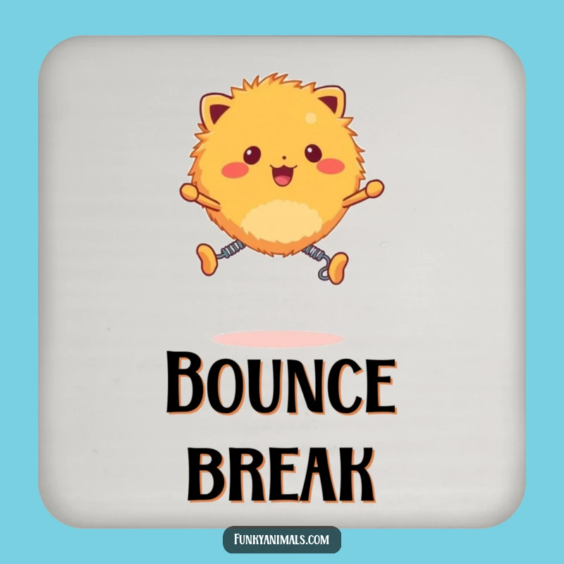 Funny Fuzzy Orange Creature Drink Coaster - Protect Surfaces with a Bouncing Creature!