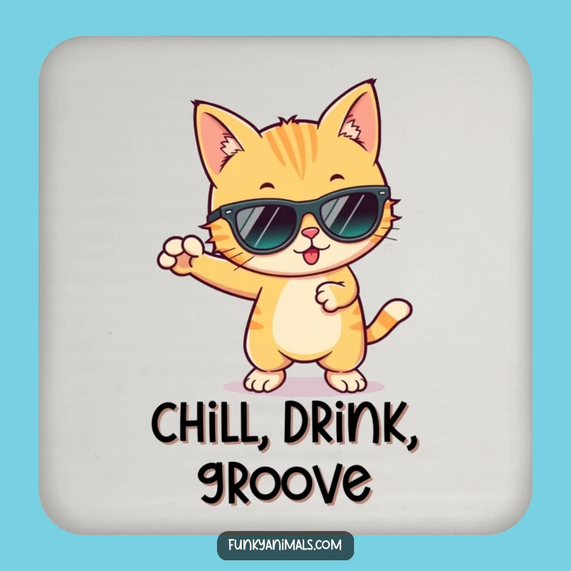 Funny Cool Cat Groovy Coasters: Protect Surfaces with Funky Flair!