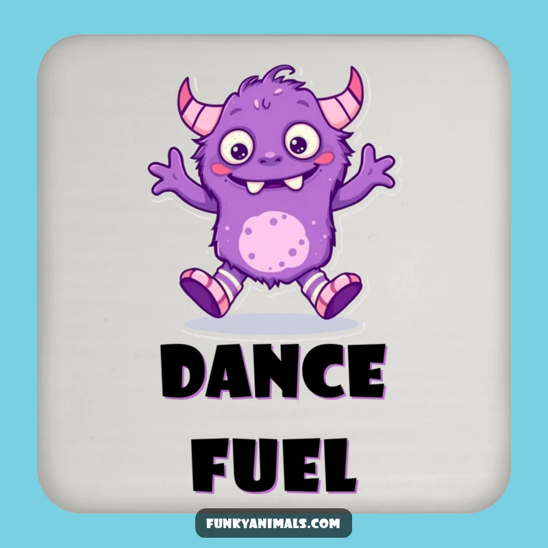 Funny Purple Monster Drink Coaster - Protect Surfaces with a Dancing Creature!