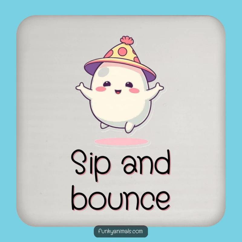 Funny Blob Creature Coaster Set: Abstract Art, Funky Hat Protection, Whimsical Decor