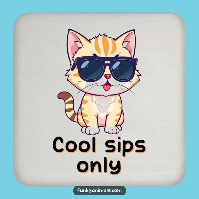 Funny Cool Cat Cub Coaster: Style for Your Drinks - Chic Funny Gift