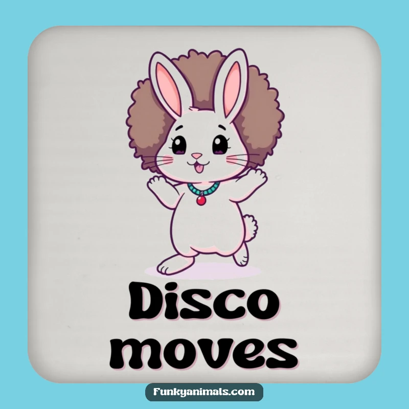 Funny Funky Rabbit Drink Coaster: Afro Moonwalk Protection, Hilarious Tabletop Gift
