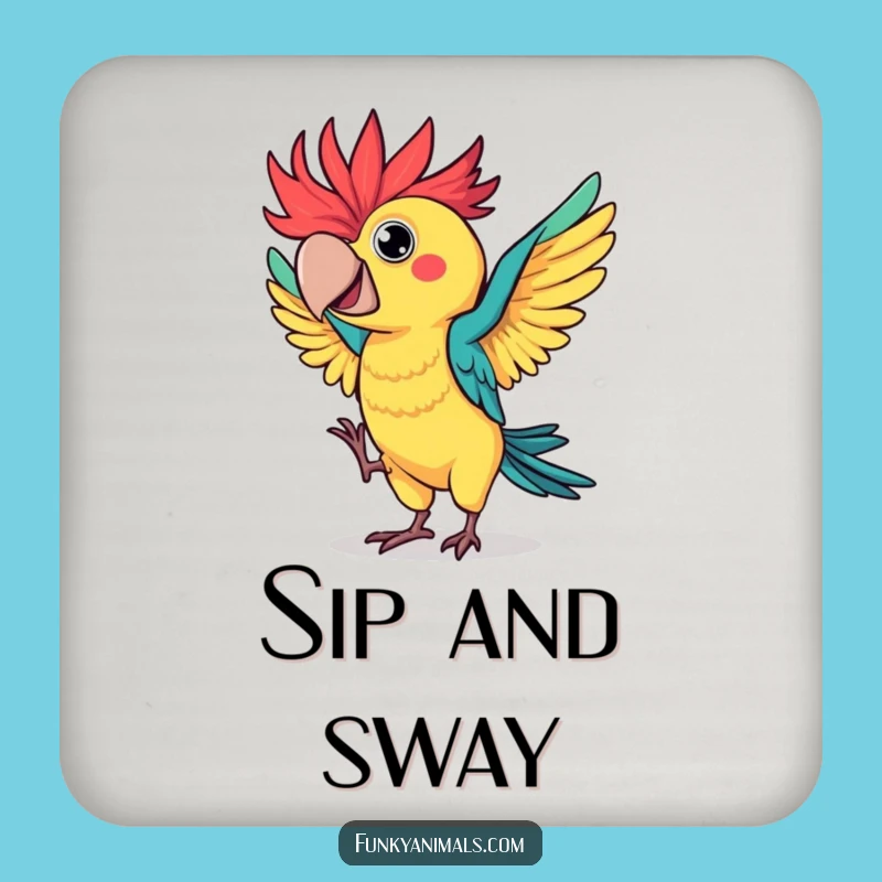 Funny Parrot Dance Coaster: Wild Feathered Dancer, Hilarious Bird Drink Decor Gift