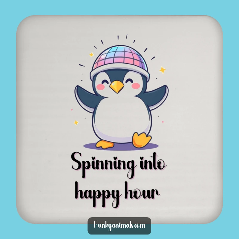 Funny Penguin Disco Helmet Coaster - Hilarious Gift for Party Tables