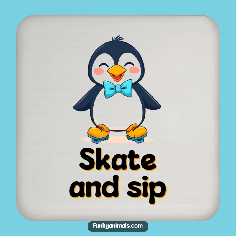 Funny Penguin Skater Coasters, Set of 4 Goofy Drink Protectors