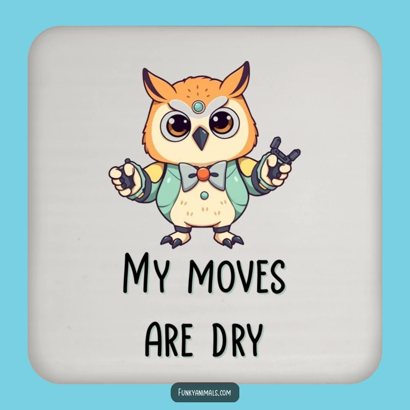 Funny Robot Owl Cub Coasters - Stylish Bowtie Dancer, Tabletop Humor Gift