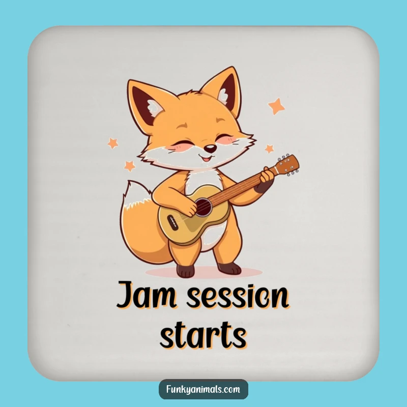 Funny Soulful Fox Drink Coaster: Guitar Protection, Hilarious Tabletop Gift