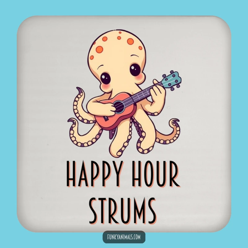 Funny Groovy Octopus Ukulele Coaster: Protect Surfaces with Musical Charm