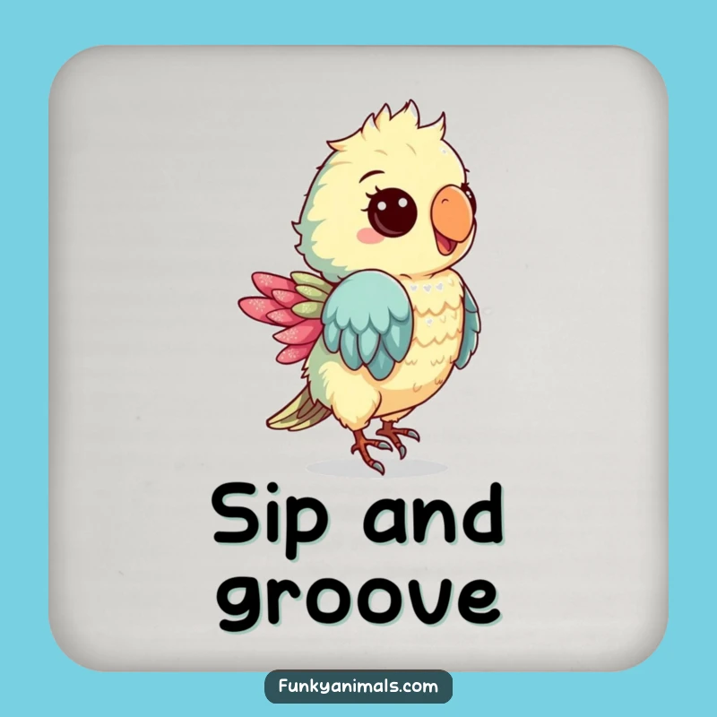 Funny Groovy Parrot Cub Coasters: Protect Surfaces with Tropical Moves