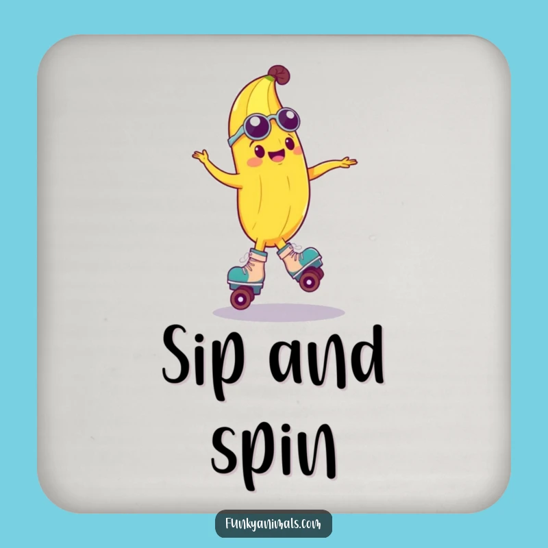 Funny Groovy Banana Roller Skate Coaster - Protect Surfaces with Humor