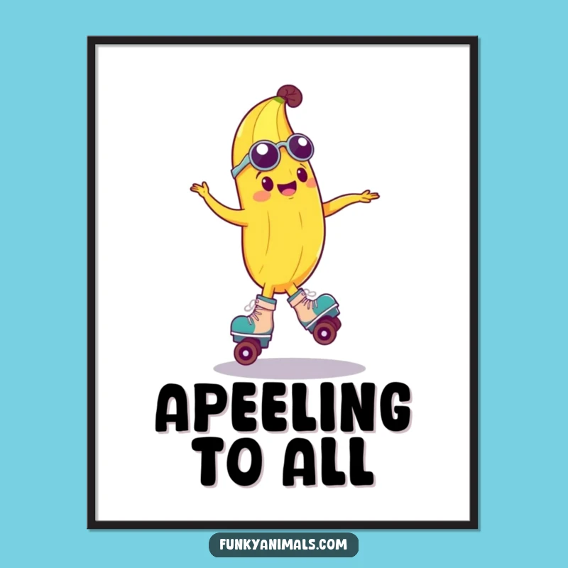 Funny Groovy Banana Roller Skate Poster - Vibrant & Hilarious Wall Art