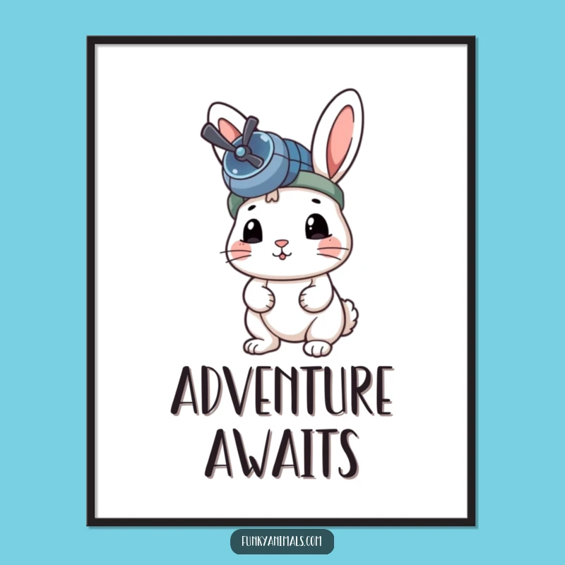 Funny Rabbit Propeller Poster: Takeoff Ready, Whimsical Wall Art Gift