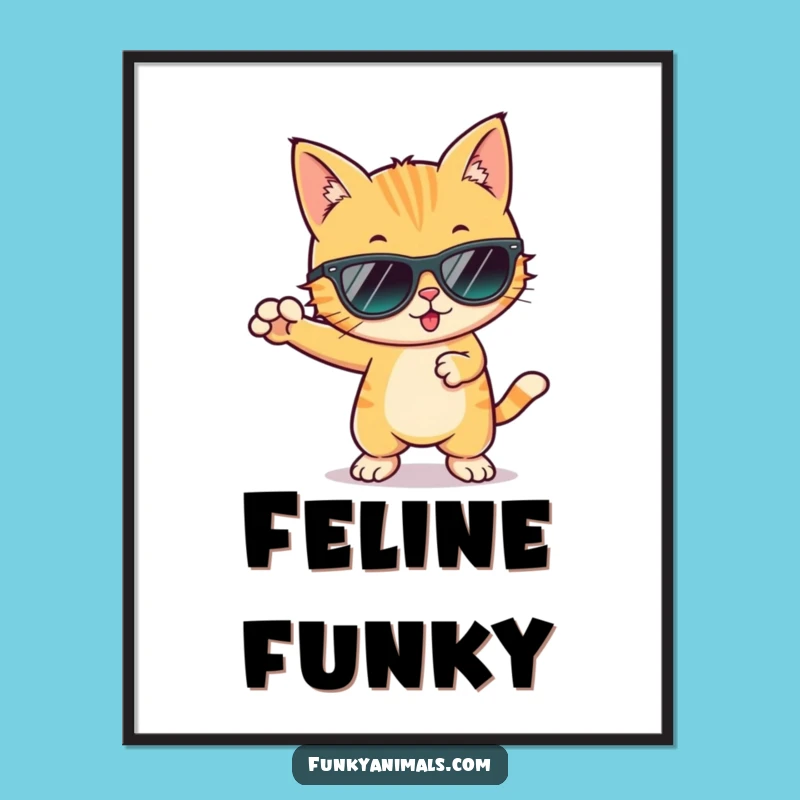 Funny Cool Cat Groovy Dance Poster: Wall Art for a Funky Vibe!
