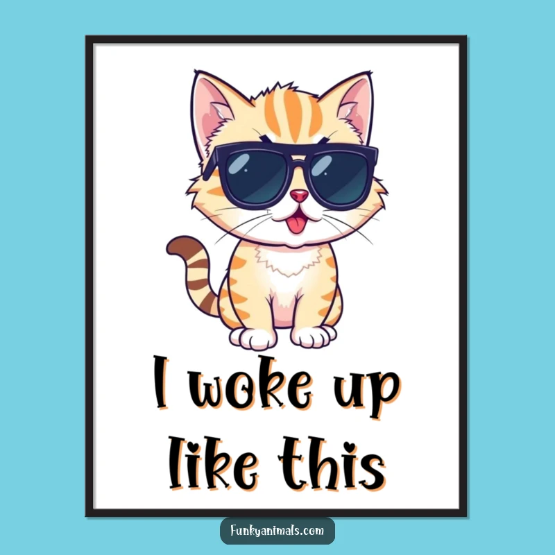 Funny Cool Cat Cub Poster: Sunglasses & Funky Vibe - Artful Funny Gift