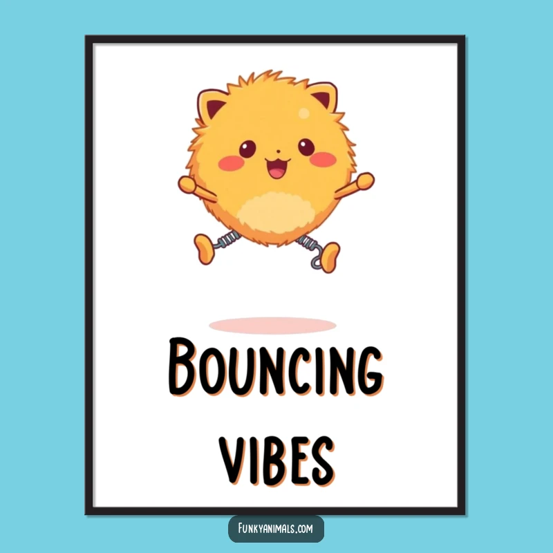 Funny Fuzzy Orange Creature Poster - Vibrant Spring Legs Bouncing Art!
