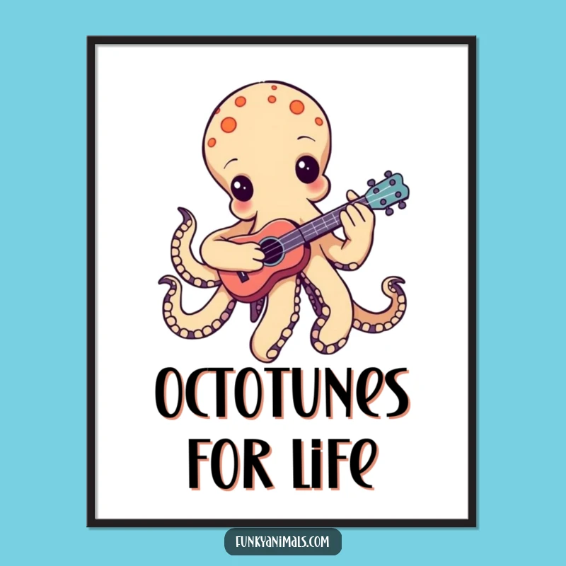 Funny Groovy Octopus Ukulele Poster: Add Musical Vibes to Your Walls