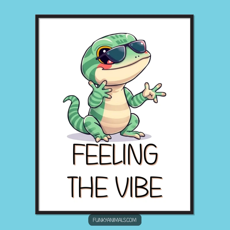 Funny Lizard Jazz Poster: Jazzy Stripes Player, Hilarious Reptile Wall Art Gift