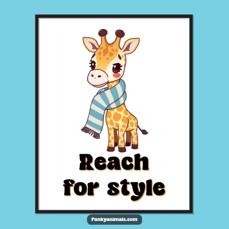 Funny Giraffe Poster: Long Scarf Art for a Whimsical Touch
