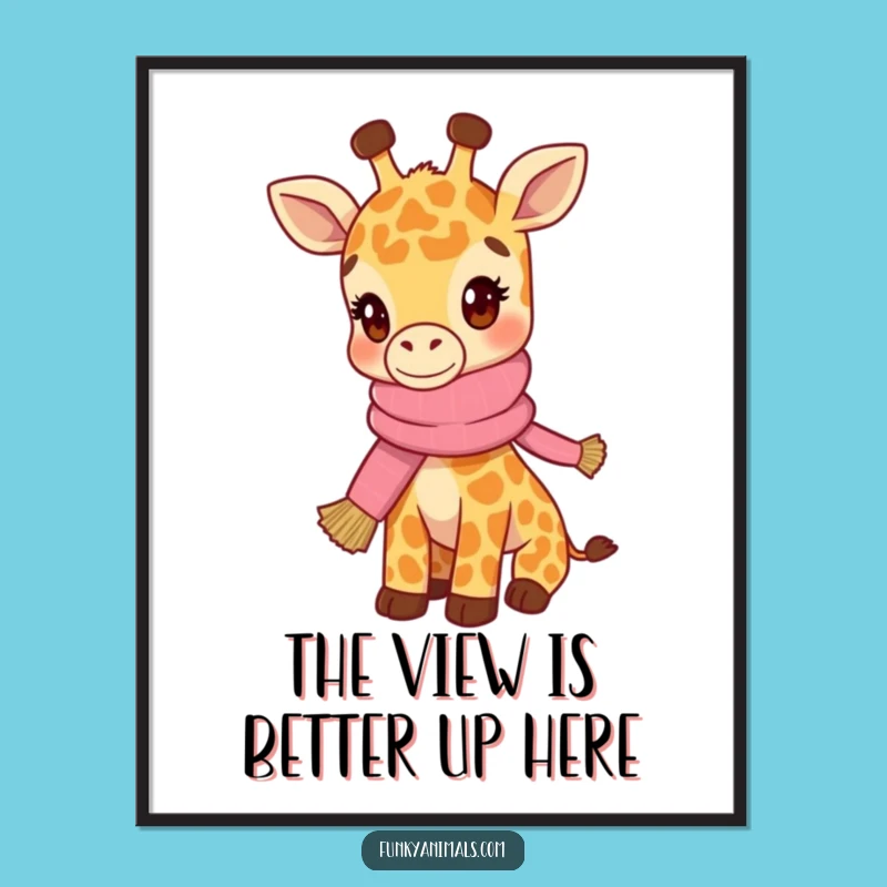 Funny Hip Giraffe Cub Poster: Chic Style & Art - Artful Funny Gift