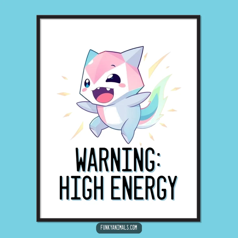 Funny Geometric Creature Poster: Decorate with Glowing Excitement and Hilarious Energy