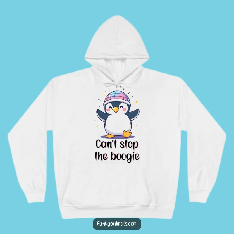 Funny Penguin Disco Helmet Hoodie - Cozy Hilarious Gift for Cold Nights