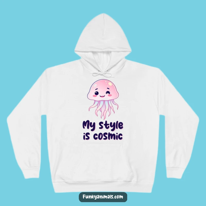 Cozy Funny Sparkling Jellyfish Goofy Grin Hoodie: Warm and Hilarious Gift for All