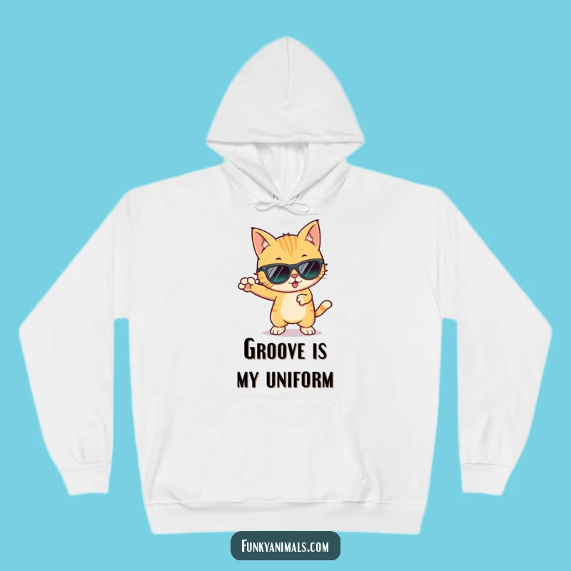Funny Cool Cat Groovy Hoodie: Stay Warm While Busting a Funky Move!