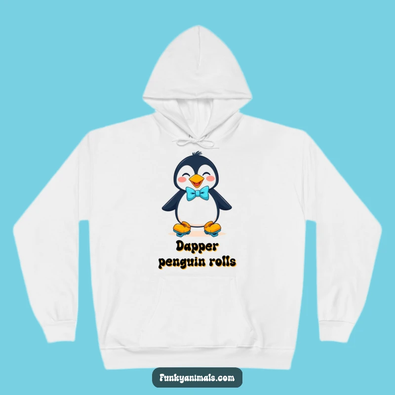 Funny Penguin Roller Hoodie, Cozy Goofy Sweatshirt, Skater Gift