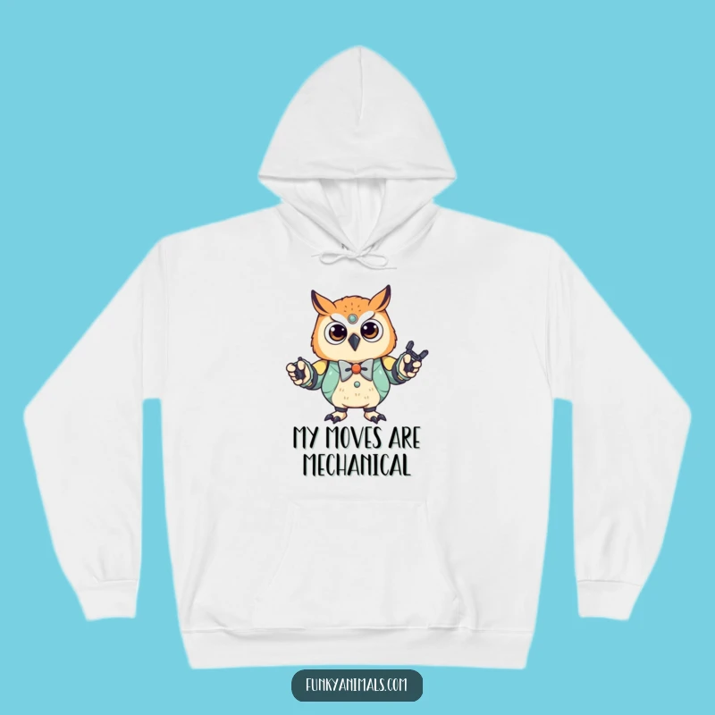 Funny Robot Owl Cub Hoodie - Stylish Bowtie Dancer, Cozy Humorous Gift