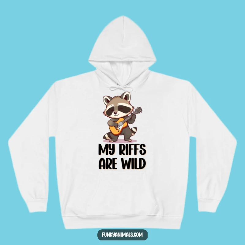 Funny Rocking Raccoon Hoodie - Tiny Guitar Comfort, Cozy Humorous Gift