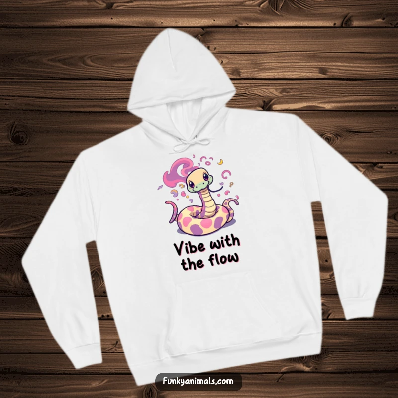 Funny Psychedelic Snake Hoodie featuring a trippy snake with vibrant, swirling patterns, offering cozy warmth and hypnotic style.