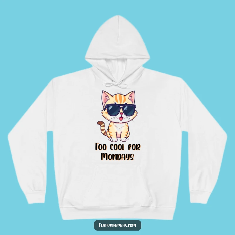 Warm & Funny Cool Cat Cub Hoodie: Shades & Funky Style - Cozy Funny Gift