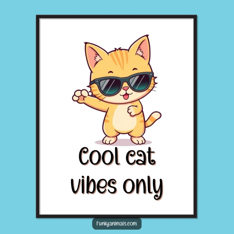 Free Printable Cool Cat Wall Art: Groovy Downloadable Gift for Hipster Decor