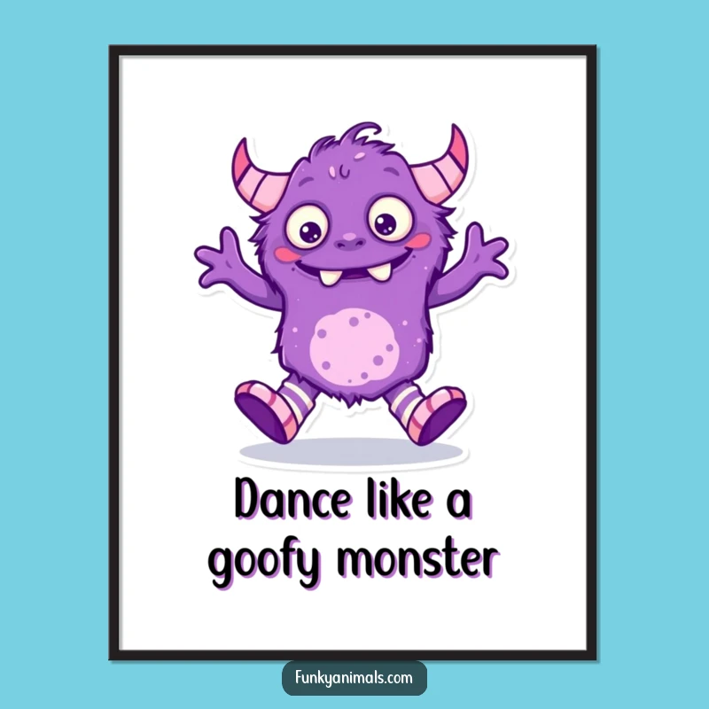 Free Printable Wall Art: Silly Monster Dance - Humorous Downloadable Poster