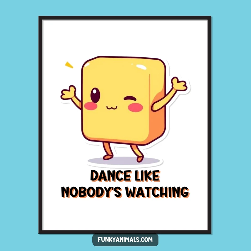 Free Printable Wall Art: Energetic Block Character Shimmy Dance Downloadable Decor