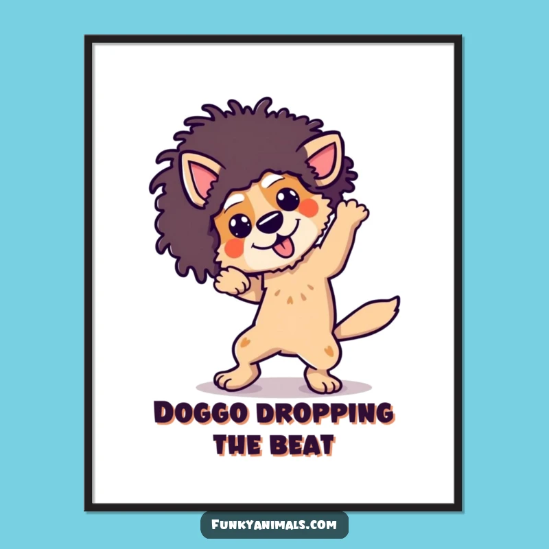 Free Printable Wall Art: Funky Dog Breakdancer - Funny Downloadable Decor