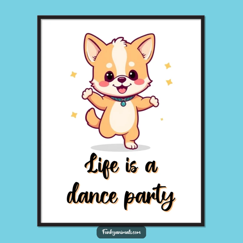 Free Printable Wall Art: Dancing Dog Cub, Boombox, Funny Downloadable Decor for Fun Vibes