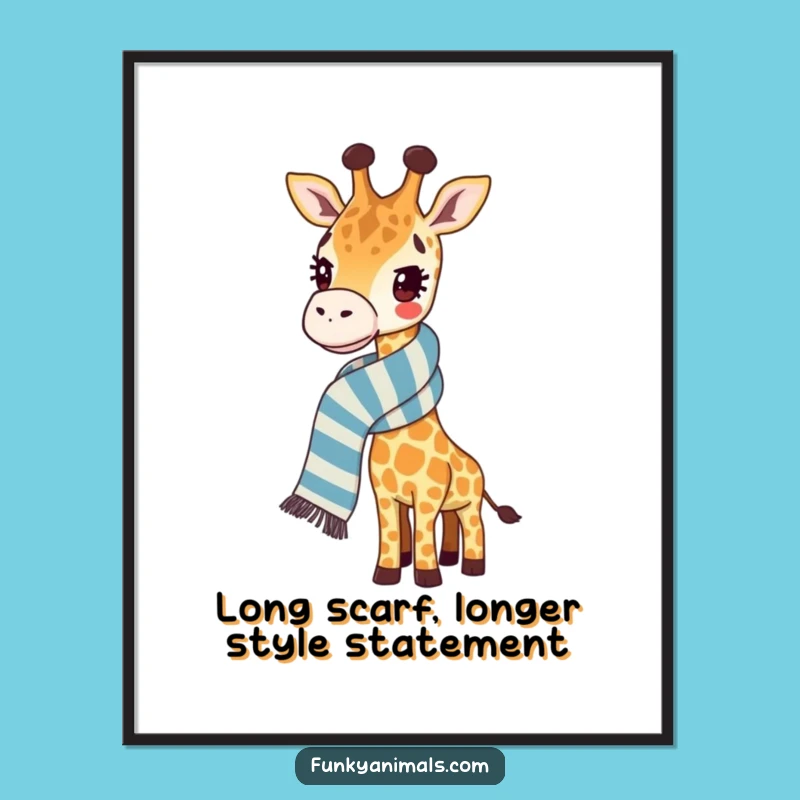 Free Printable Wall Art: Giraffe's Chic Scarf Style, Whimsical Decor!