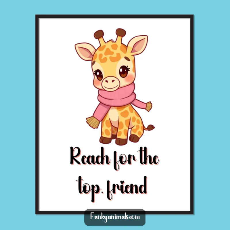 Free Printable Wall Art: Hip Giraffe Cub, Scarf, Funny Downloadable Decor for Style