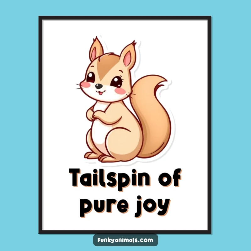 Free Printable Wall Art: Quirky Squirrel Spiral Tail, Funny Downloadable Art