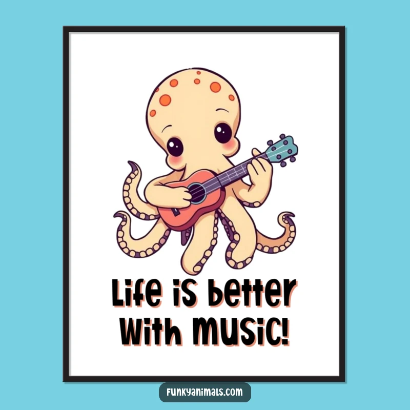 Funny Free Printable Wall Art: Groovy Octopus Ukulele! Musical Downloadable Art for a Fun Vibe