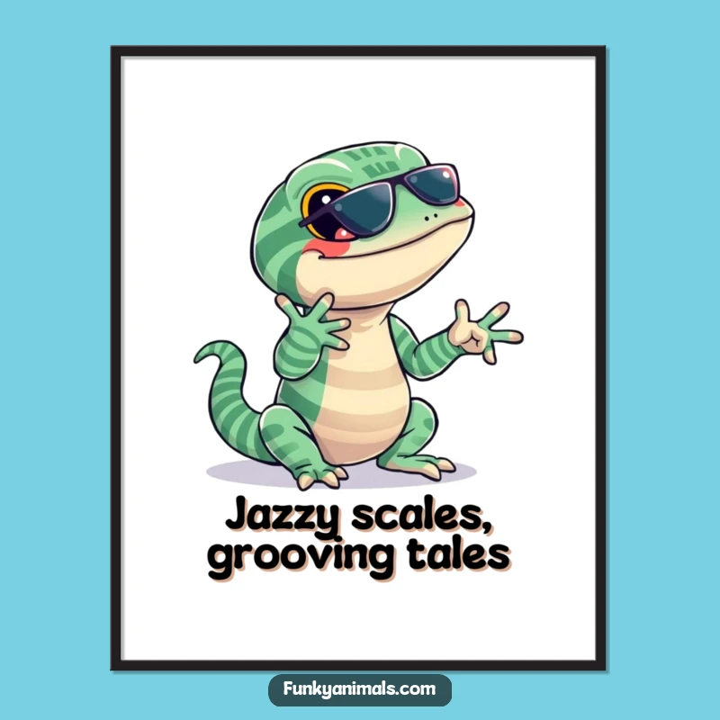 Funny Free Printable Wall Art: Jazzy Lizard Snapping Fingers, DIY Decor