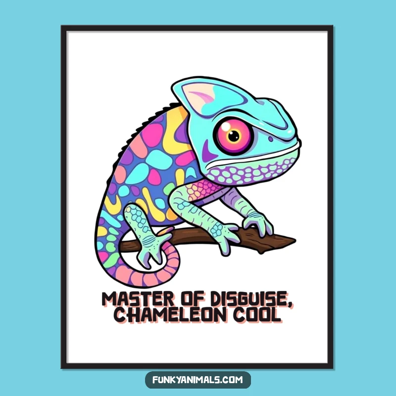 Free Printable Wall Art: Psychedelic Chameleon, Abstract Color Explosion!