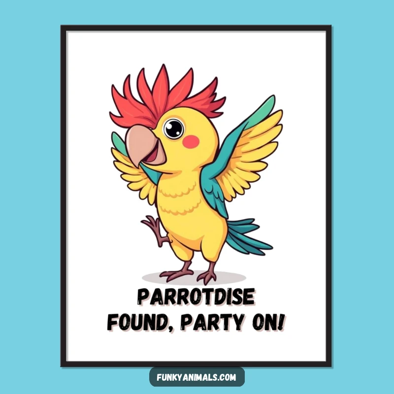 Funny Free Printable Wall Art: Flamboyant Dancing Parrot, DIY Home Decor